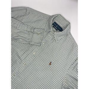 Ralph Lauren Small Shirt Mens Blue Green White Long Sleeve Button Up Custom Fit‎